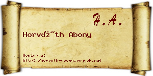Horváth Abony névjegykártya